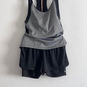 Set of 2 Champion Women's Gray and Black Tank Top with Black  shorts. Size M.